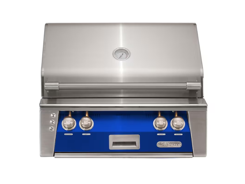 Alfresco 30-Inch Built-In Propane Grill With Rotisserie / Ultramarine Blue