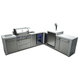 MONT ALPI 4-BURNER DELUXE ISLAND WITH A 90-DEGREE CORNER, KEGERATOR AND BEVERAGE CENTER