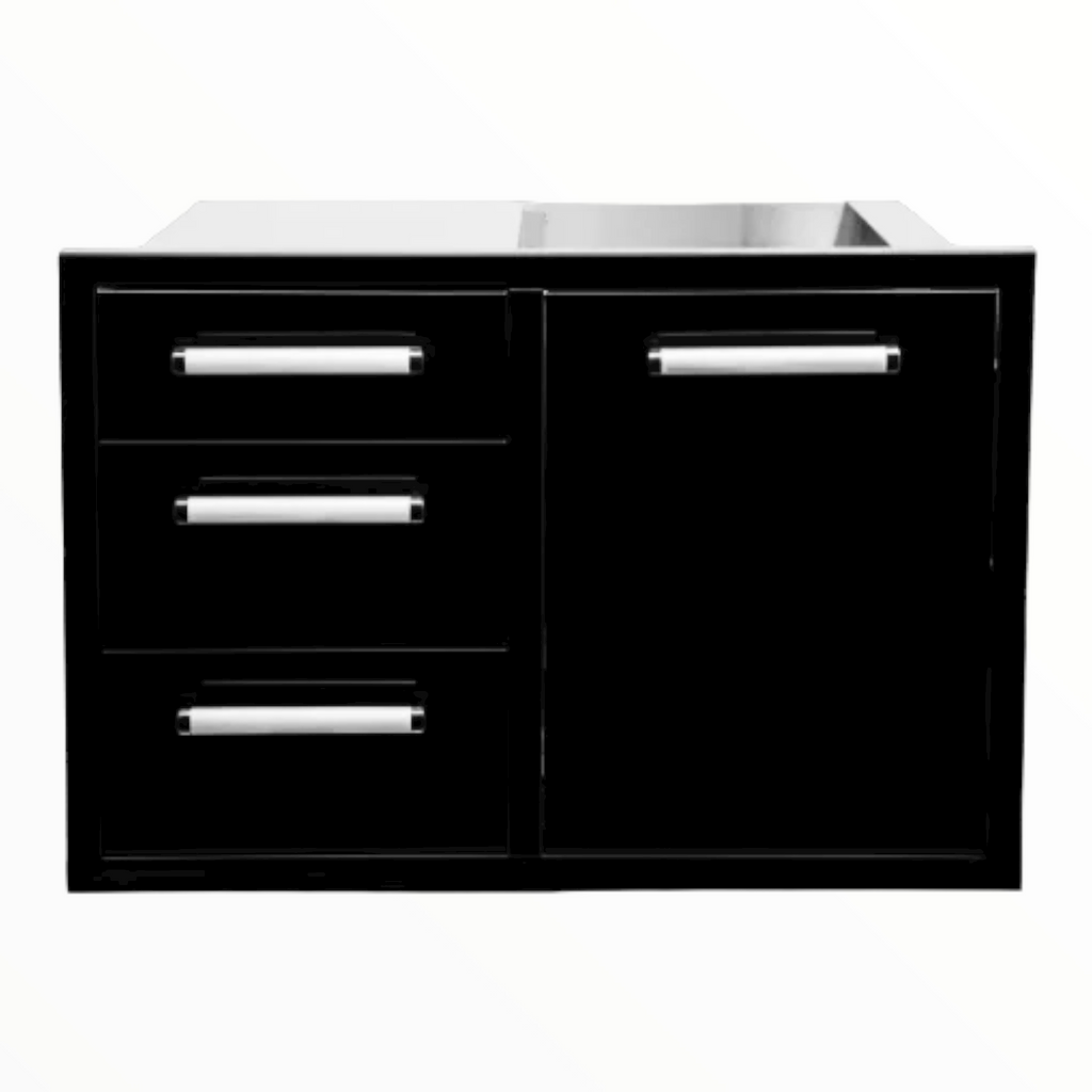 Bonfire Triple Drawer & Trash Can Combo Black