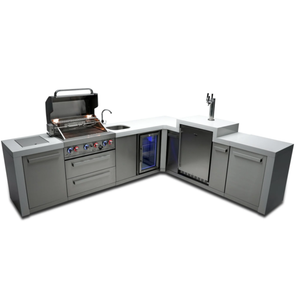 MONT ALPI 4-BURNER DELUXE ISLAND WITH A 90-DEGREE CORNER, KEGERATOR AND BEVERAGE CENTER