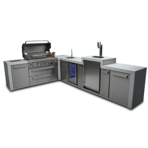 MONT ALPI 6-BURNER DELUXE ISLAND WITH A 90-DEGREE CORNER, KEGERATOR AND BEVERAGE CENTER