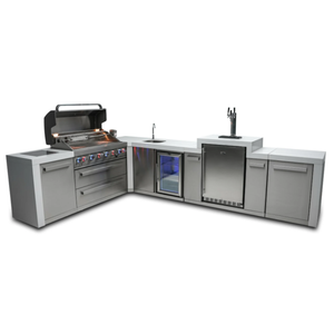 MONT ALPI 6-BURNER DELUXE ISLAND WITH A 90-DEGREE CORNER, KEGERATOR AND BEVERAGE CENTER