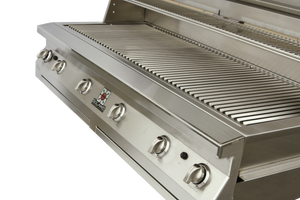 Stainless steel cooking grids and warming rack on the Solaire 56-Inch Grill available in a built-in model or a freestanding cart grill on unitedgrills.com