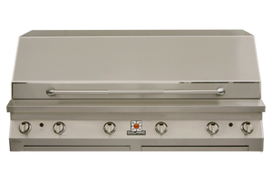 Frontview of the closed hood of the 56 Inch Solaire grill available in a built in model or freestanding cart model, on unitedgrills.com