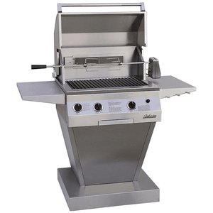 The Deluxe Solaire 27 Inch Grill Pedestal Freestanding Cart grill model with a rotisserie kit available in a built-in model and freestanding cart grill on unitedgrills.com