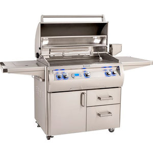 Fire Magic Echelon free standing cart grill including all listed features and storage compartment space. Available on unitedgrills.com